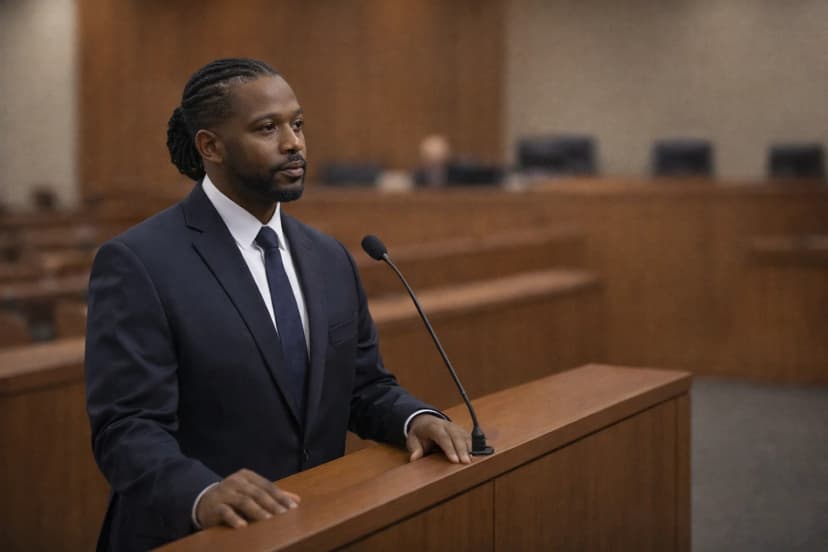 Professional providing witness testimony in courtroom