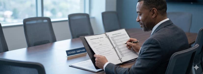 Provider reviewing case documentation